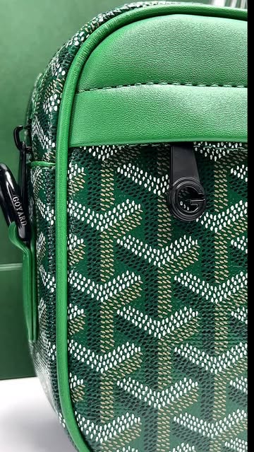 کیف دوکاره چرم مشکی و سبز GOYARD